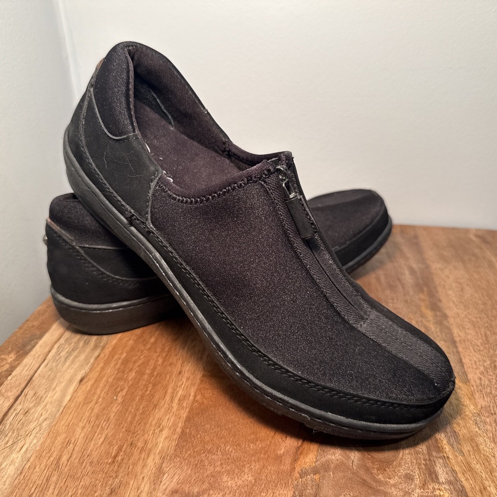 Aetrex Berries Women's 9.5 black zip-top comfort shoes